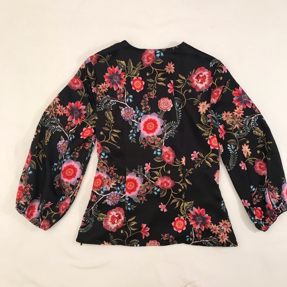 INC Floral on Black Crossover Blouse. NWOT - Picture 6 of 12